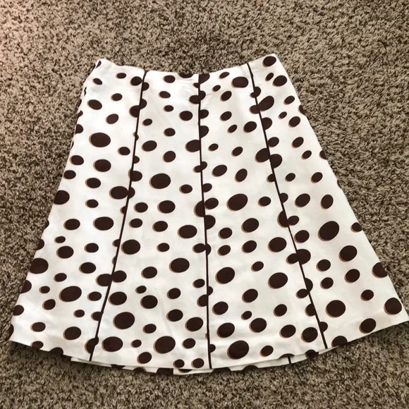 Dress Barn Skirt Linen Brown Polka Dot A Line SZ 12 Like New! - Picture 1 of 8